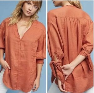 HOLDING HORSES Terracotta Ginnie Linen Tunic Blouse Medium